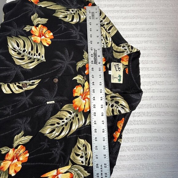 Koko Island Palm Trees Floral Hawaiian Shirt Large Black Button Up Short Sleeve - Picture 4 of 6